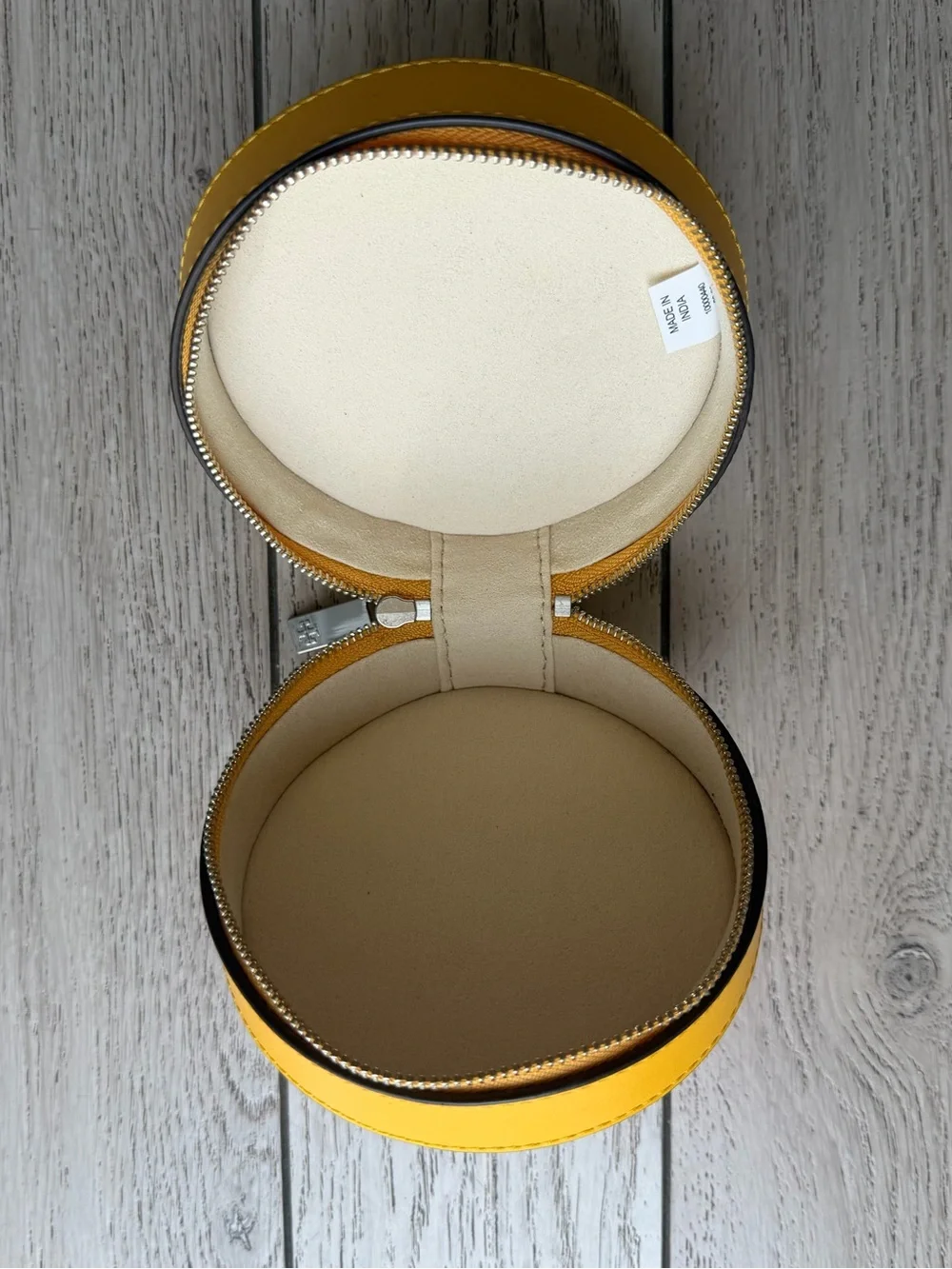 Tory Burch Round Yellow Pounch with Black Trim New